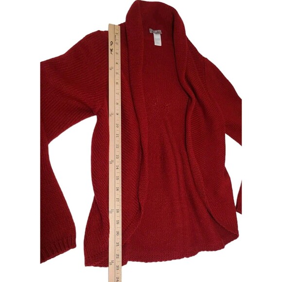 JJill Open Front Cardigan Sweater Women's XS Red Wool Blend Waterfall - Picture 8 of 10